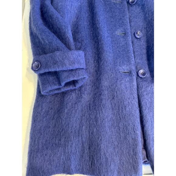 John Caruana Periwinkle Blue Mohair Midi Coat Elegant Winter Outerwear Sz 14 Vtg - Picture 4 of 9